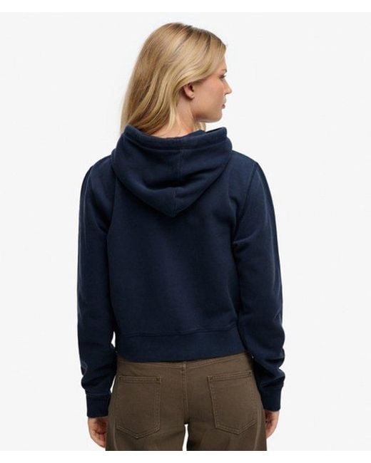 Superdry Blue & Co Athletic Essentials Cropped Zip Hoodie