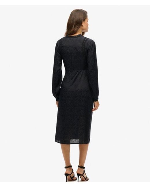 Superdry Blue Lace Trim Midi Dress