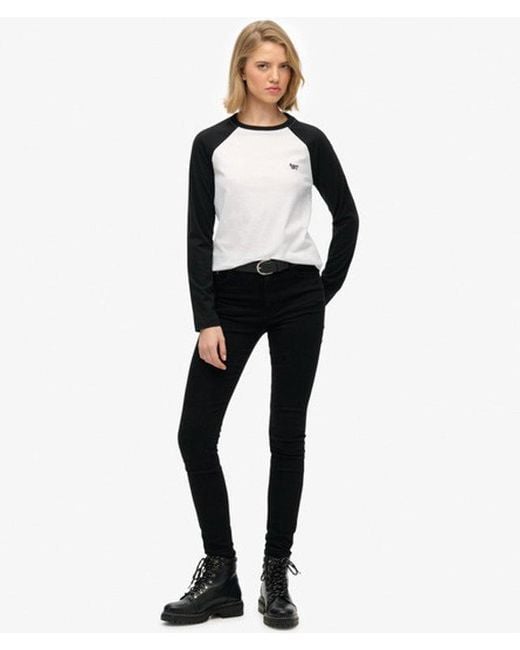 Superdry White & Co Essential Logo Long Sleeve Baseball Top