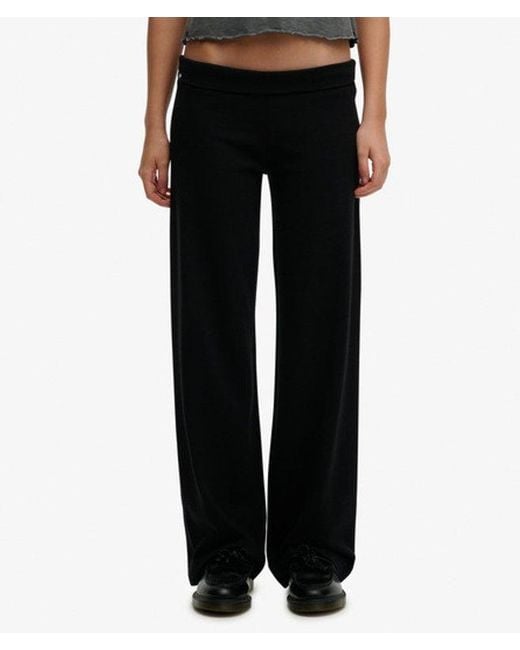 Superdry Black Athletic Essentials Fold Over Joggers