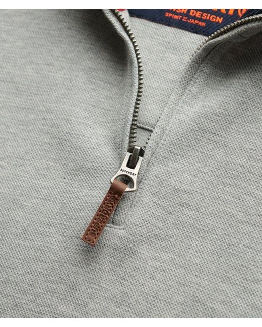 Superdry Gray & Co Core Pique Half Zip Sweatshirt for men