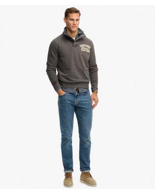 Superdry Gray & Co Vintage Athletic Henley Sweatshirt for men