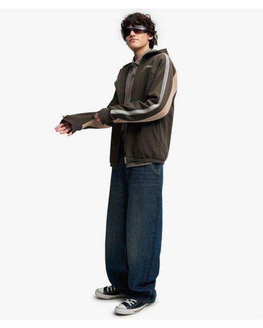 Superdry Black Bench X & Co Bench Double Zip Hooded Stripe Sweatshirt for men