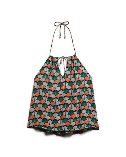 Superdry Green & Co Ladies Classic Printed Beach Halter Top