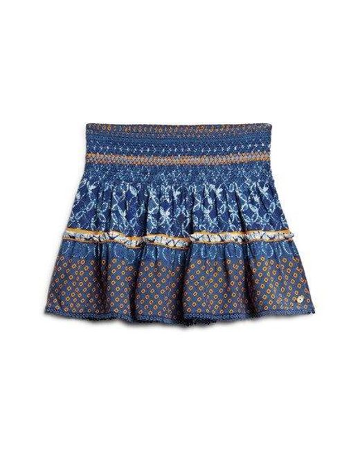 Superdry Blue Printed Shirred Mini Skirt