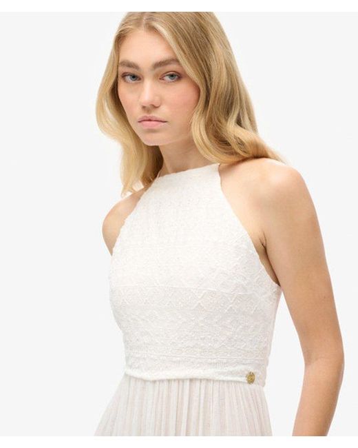 Superdry White Embroidered Sleeveless Jumpsuit