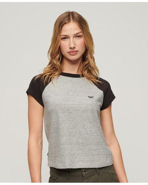 Superdry Gray Organic Cotton Essential Logo Raglan T-shirt