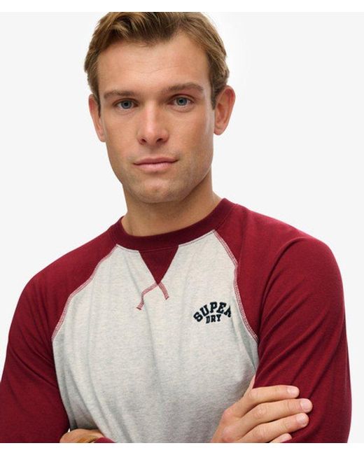 Superdry Red & Co Vintage Athletic Baseball Top for men