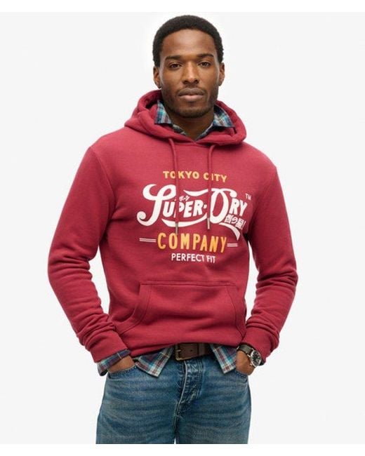 Superdry Red & Co Perfect Fit Script Hoodie for men