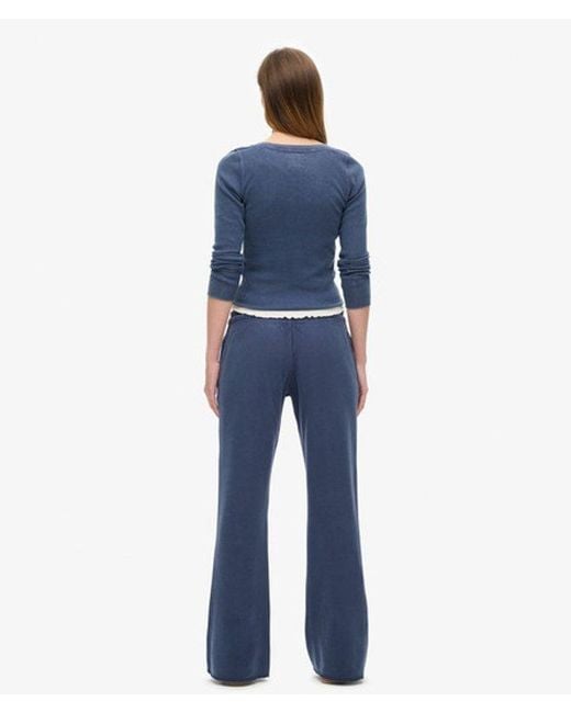 Superdry Athletic Essentials joggingbroek Met Lage Taille En Wijde Pijpen in het Blue