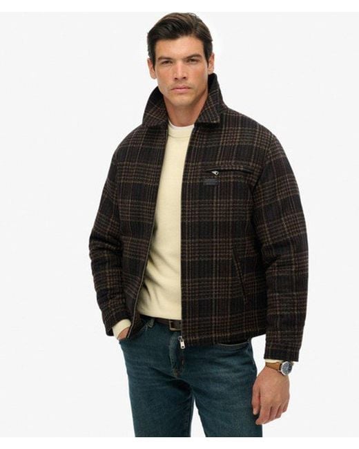 Superdry Black & Co Wool Blend Check Ranch Jacket for men