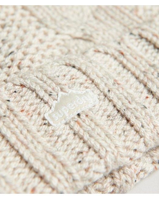 Superdry Natural & Co Cable Knit Bobble Beanie