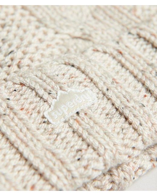 Superdry Natural & Co Cable Knit Bobble Beanie