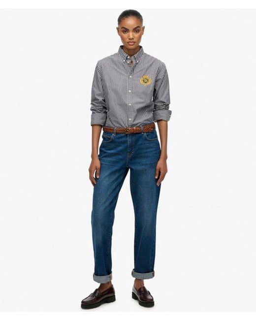 Superdry Blue & Co Slim Crest Poplin Long Sleeve Shirt
