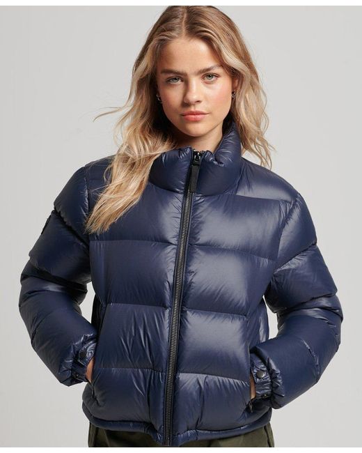Superdry Luxe Alpine Down Padded Jacket Nylon in Blue | Lyst