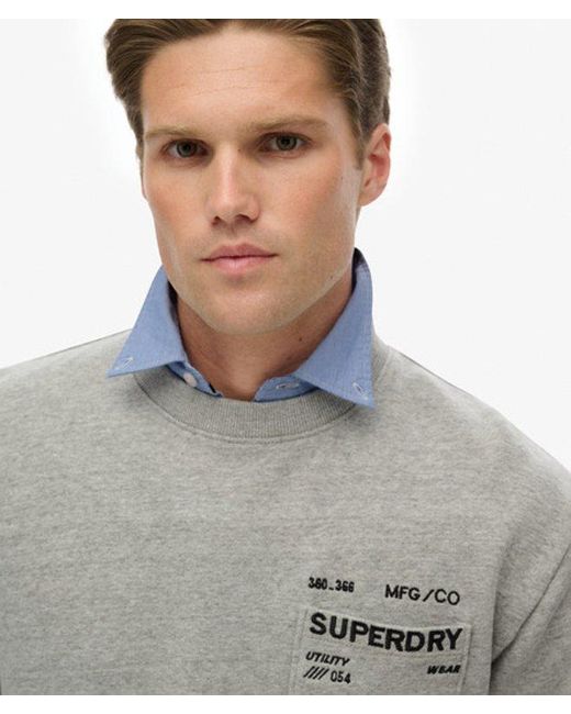 Superdry Gray Utility Loose Sweatshirt for men