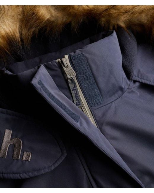 Superdry Blue Bench X & Co Bench Faux Fur Hooded Windcheater Jacket
