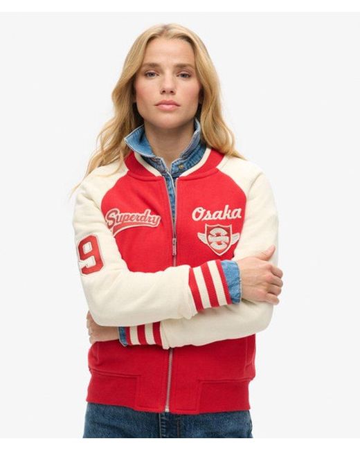 Superdry Red & Co College Graphic Jersey Bomber