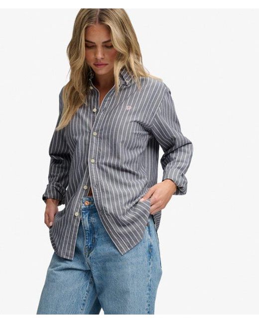 Superdry Gray & Co Slim Oxford Button Down Long Sleeve Shirt