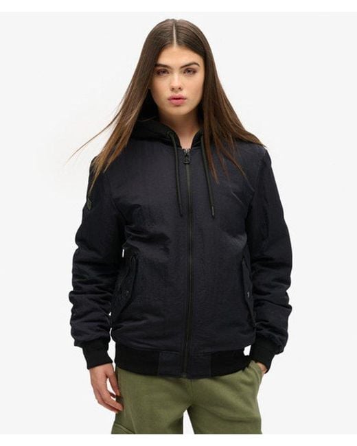 Superdry Black Oversized Military Hooded Ma1 Jacket
