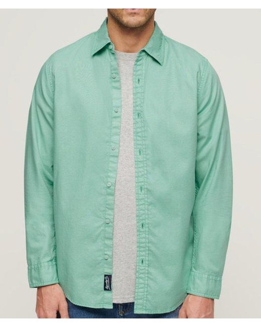 Superdry Green & Co Classic Overdyed Organic Cotton Long Sleeve Shirt for men