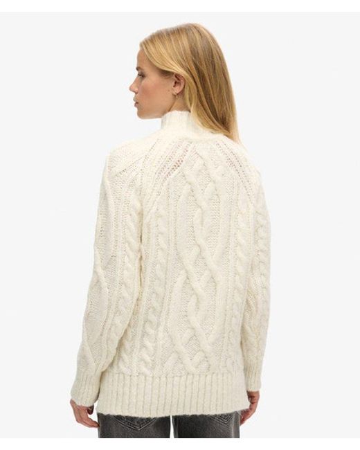 Superdry White & Co Loose Fit Cable Knit High Neck Jumper