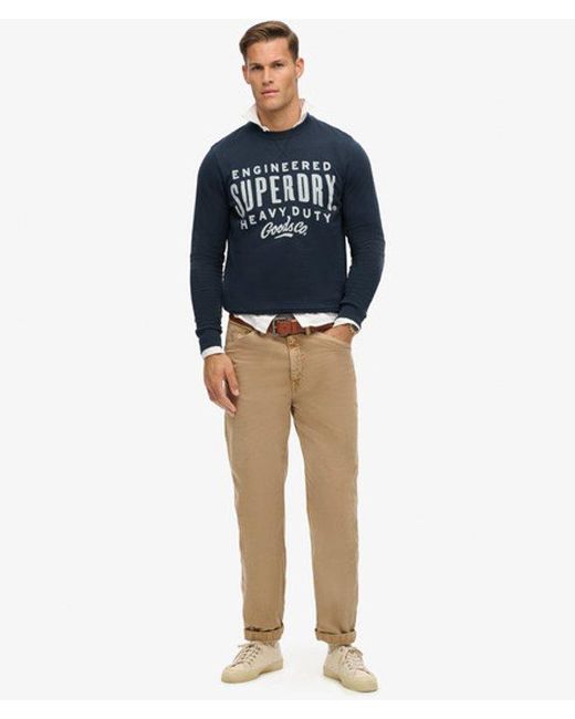 Superdry Blue Machined Goods Workwear Crew Neck Sweatshirt for men