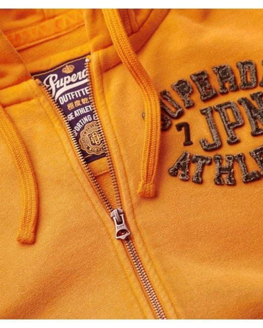 Superdry Orange Vintage Athletic Zip Hoodie for men