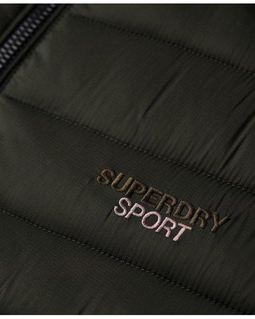 Superdry Black Slim Fit Embroidered Logo Hooded Fuji Padded Jacket for men