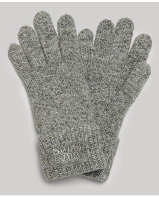 Superdry Gray Knitted Ribbed Gloves