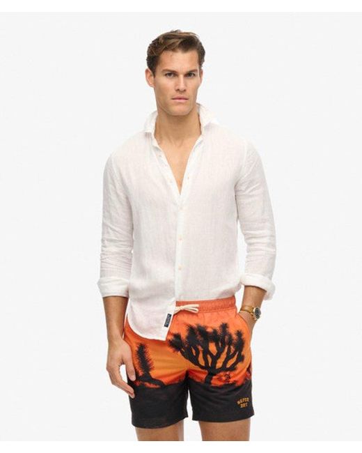 Superdry Red & Co Photographic 17-inch Recycled Swim Shorts for men