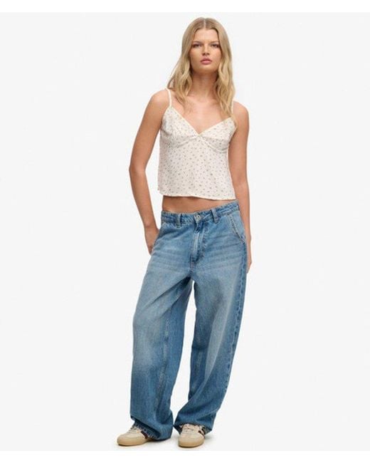 Femme Top À Bretelles Imprimé Taille Superdry en coloris White