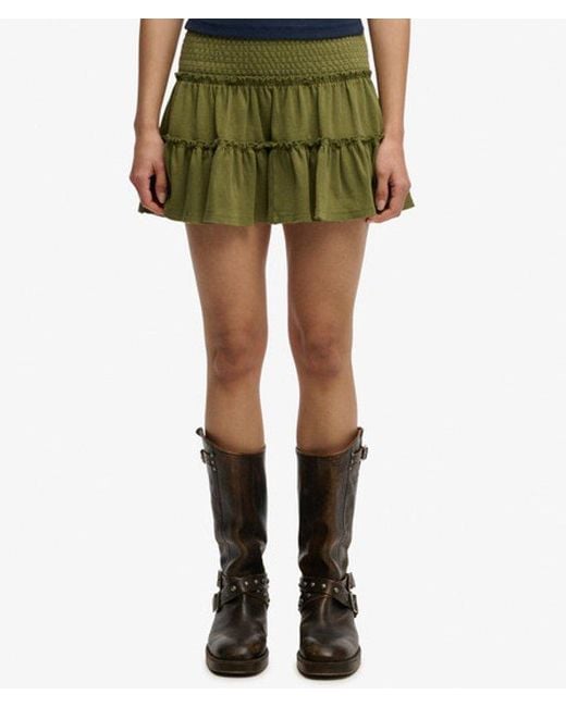 Superdry Green & Co Tiered Jersey Mini Skirt