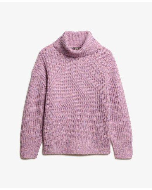 Superdry Pink Brushed Rib Slouch Neck Jumper