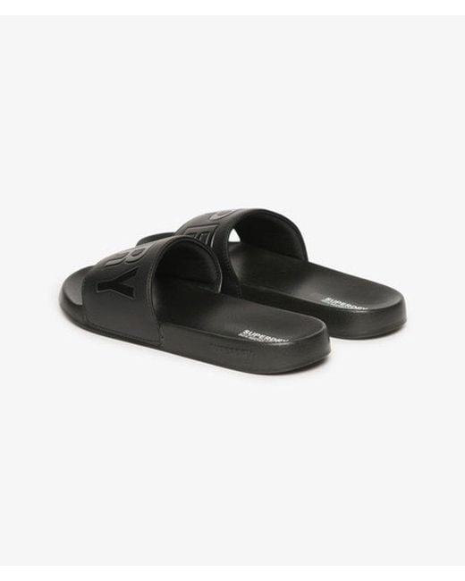 Superdry Black Vegan Logo Pool Sliders for men