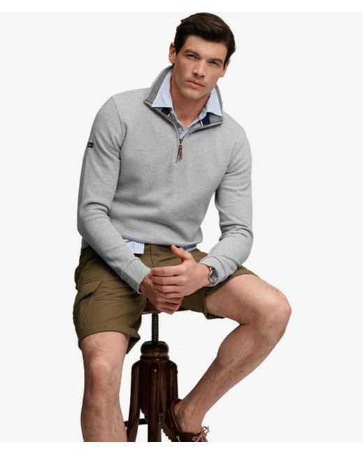 Superdry Gray & Co Essential Pique Half Zip for men