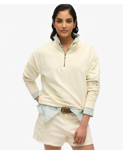 Superdry Natural & Co Velour Half Zip Sweatshirt