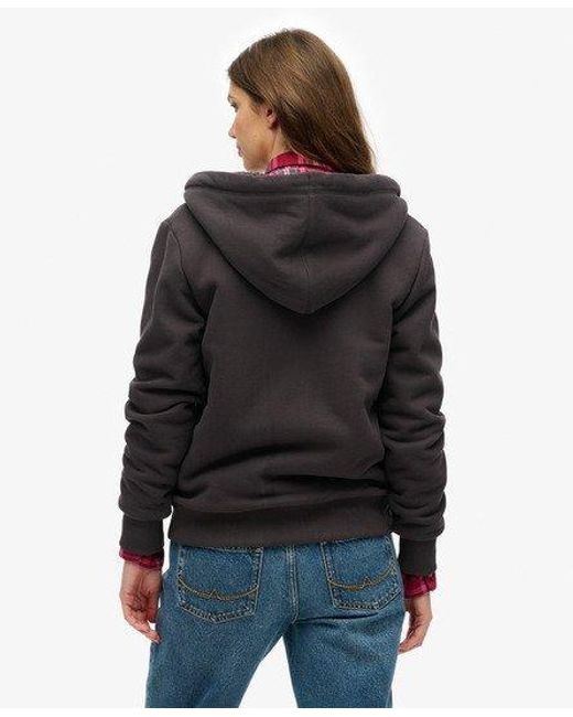 Superdry Hoodie Met Rits En Borgvoering in het Gray