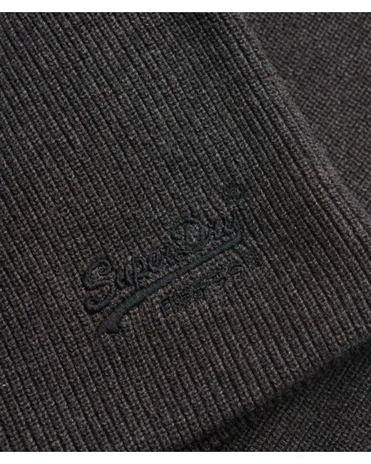 Superdry Black & Co Essential Logo Knitted Beanie Hat for men