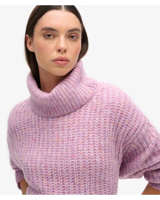 Superdry Pink & Co Brushed Rib Slouch Neck Jumper