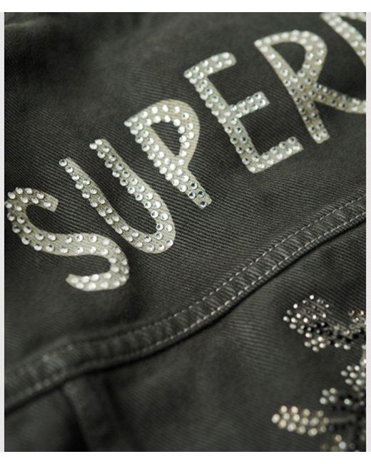 Superdry Brown Boxy Fit Embellished Graphic St Tropez Workwear Crop Jacket