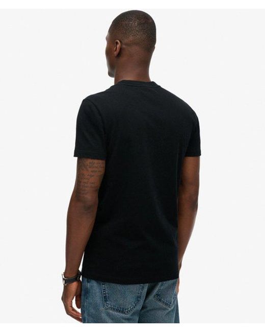 Superdry Black Slim Fit Organic Cotton Essential Logo V Neck T-shirt for men
