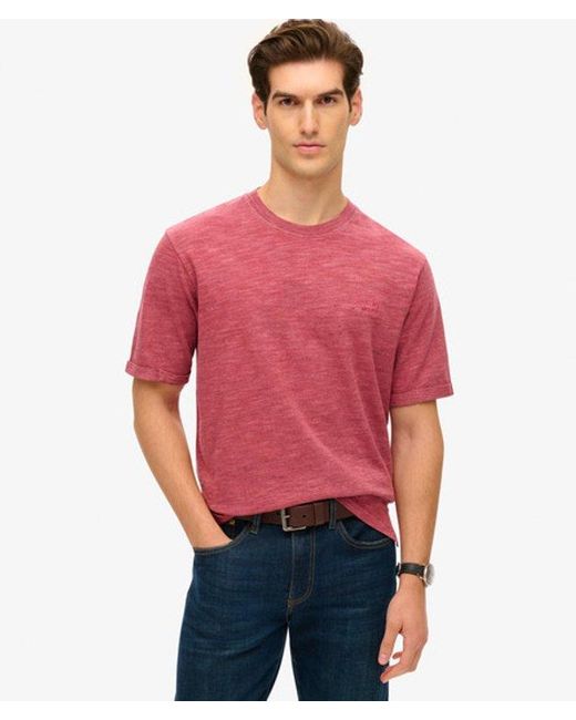 Superdry Red Over-dyed Slub Marl Crew Neck T-shirt for men