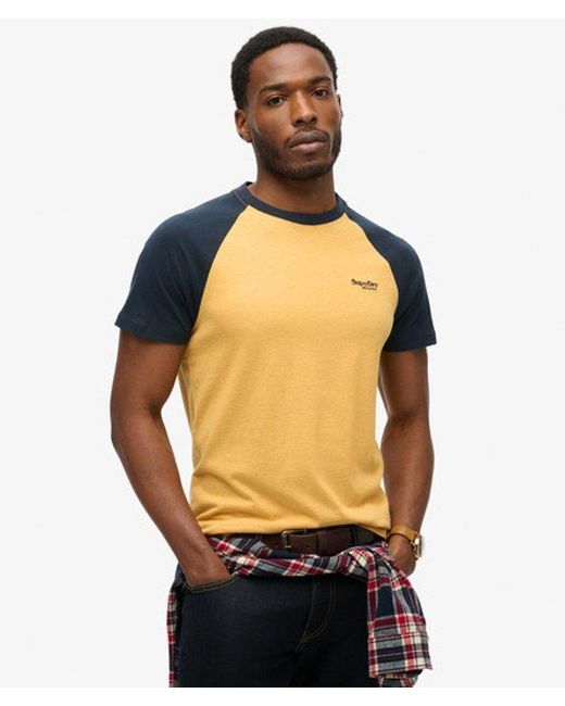 Superdry Gray Organic Cotton Essential Logo Baseball T-shirt for men