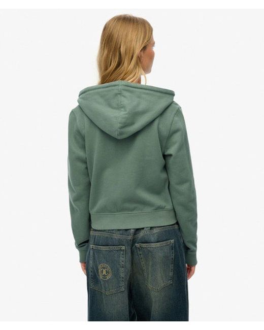 Superdry Green & Co Athletic Essentials Tonal Cropped Zip Hoodie