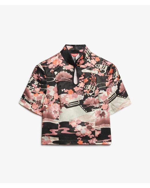 Superdry Gray & Co Mandarin Jacquard Top