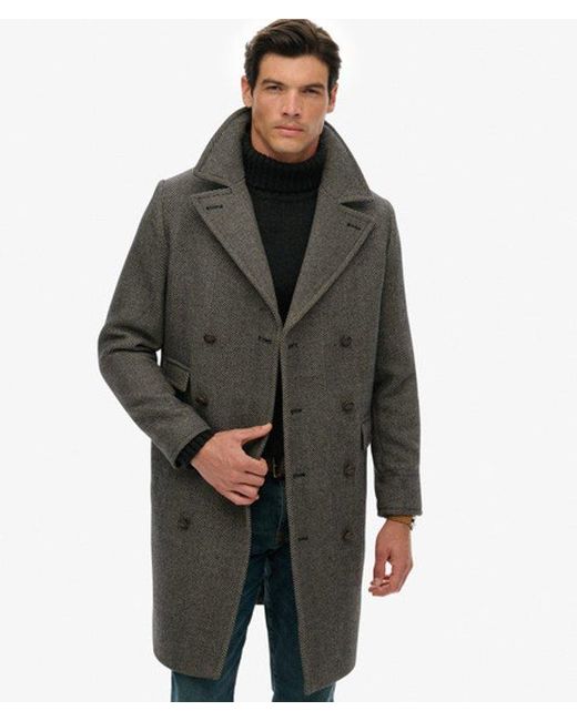 Superdry Gray The Merchant Store - Wool Blend Long Coat for men