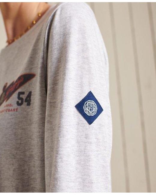 Superdry Red Collegiate Long Sleeved Top Glacier Marl
