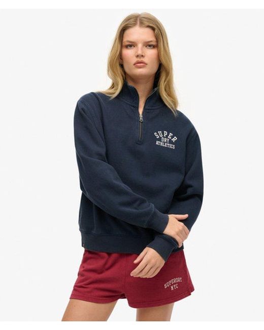 Superdry Blue Athletic Essentials Half Zip Jumper