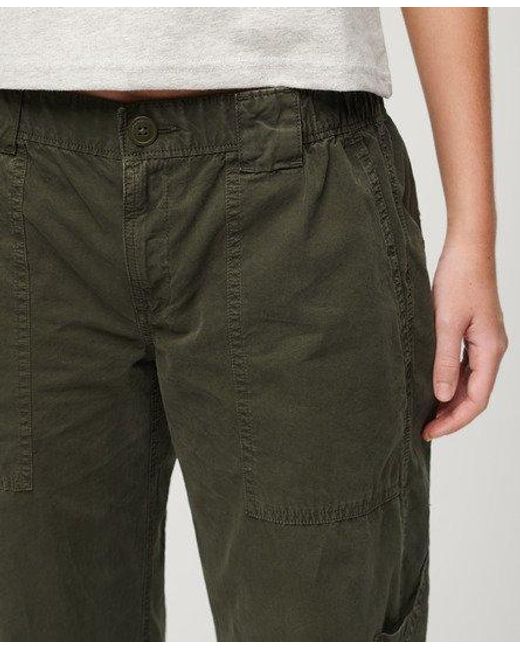 Superdry Green Low Rise Embroidered Cargo Pants